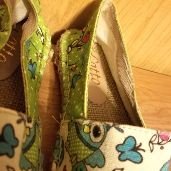 Cotto Owl Canvas Slip On Shoes Espadrille Flats Sz 8.5 Euro 40 Green - Picture 13 of 14